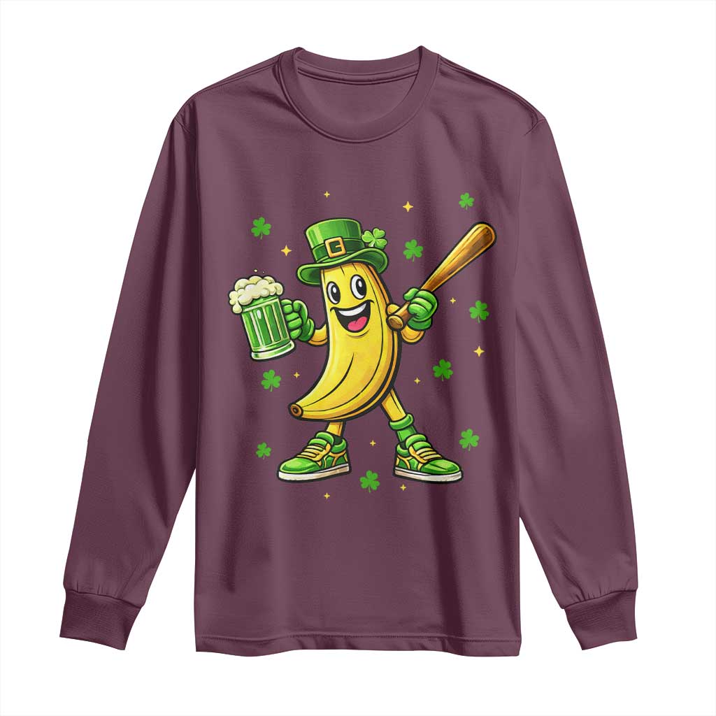 Funny Banana Baseball Player Gift Long Sleeve Shirt St Patricks Day