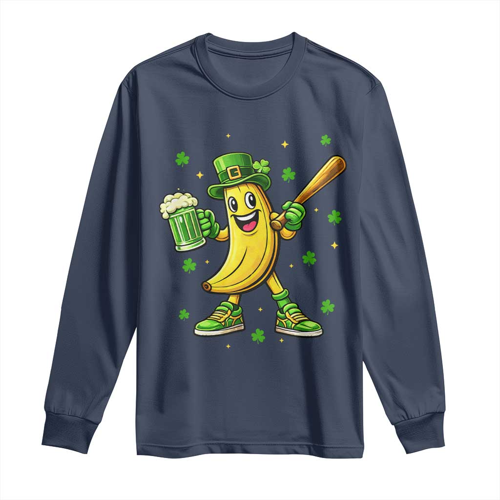 Funny Banana Baseball Player Gift Long Sleeve Shirt St Patricks Day