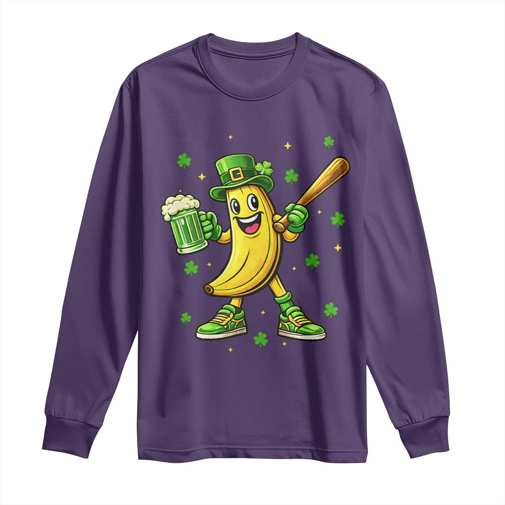 Funny Banana Baseball Player Gift Long Sleeve Shirt St Patricks Day