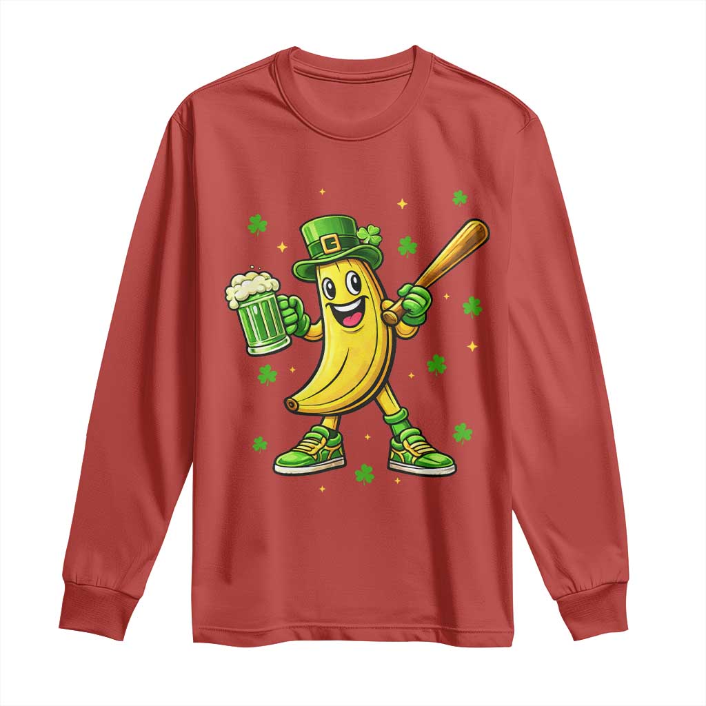 Funny Banana Baseball Player Gift Long Sleeve Shirt St Patricks Day