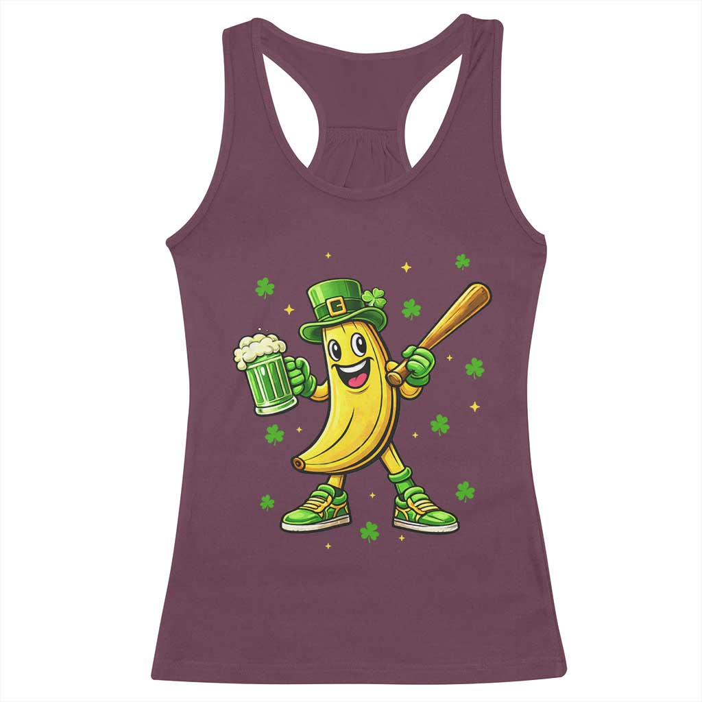 Funny Banana Baseball Player Gift Racerback Tank Top St Patricks Day