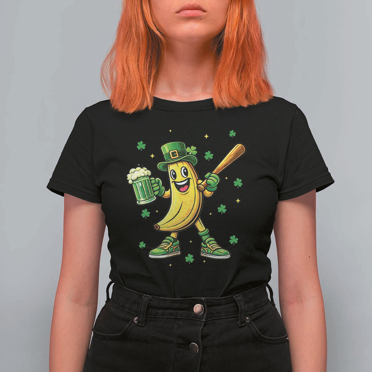 Funny Banana Baseball Player Gift T Shirt For Women St Patricks Day