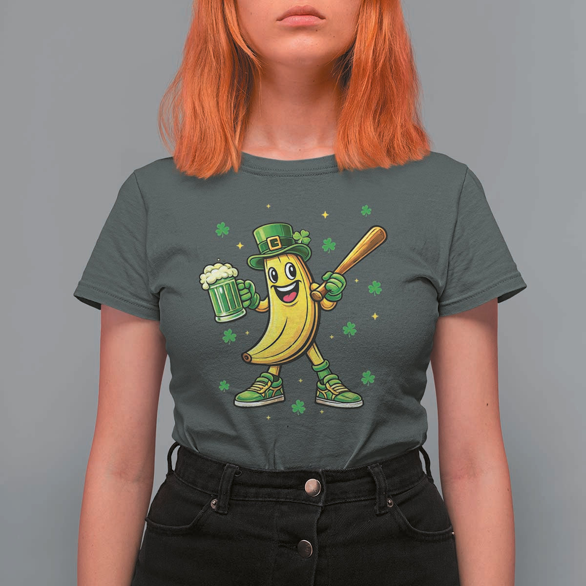 Funny Banana Baseball Player Gift T Shirt For Women St Patricks Day