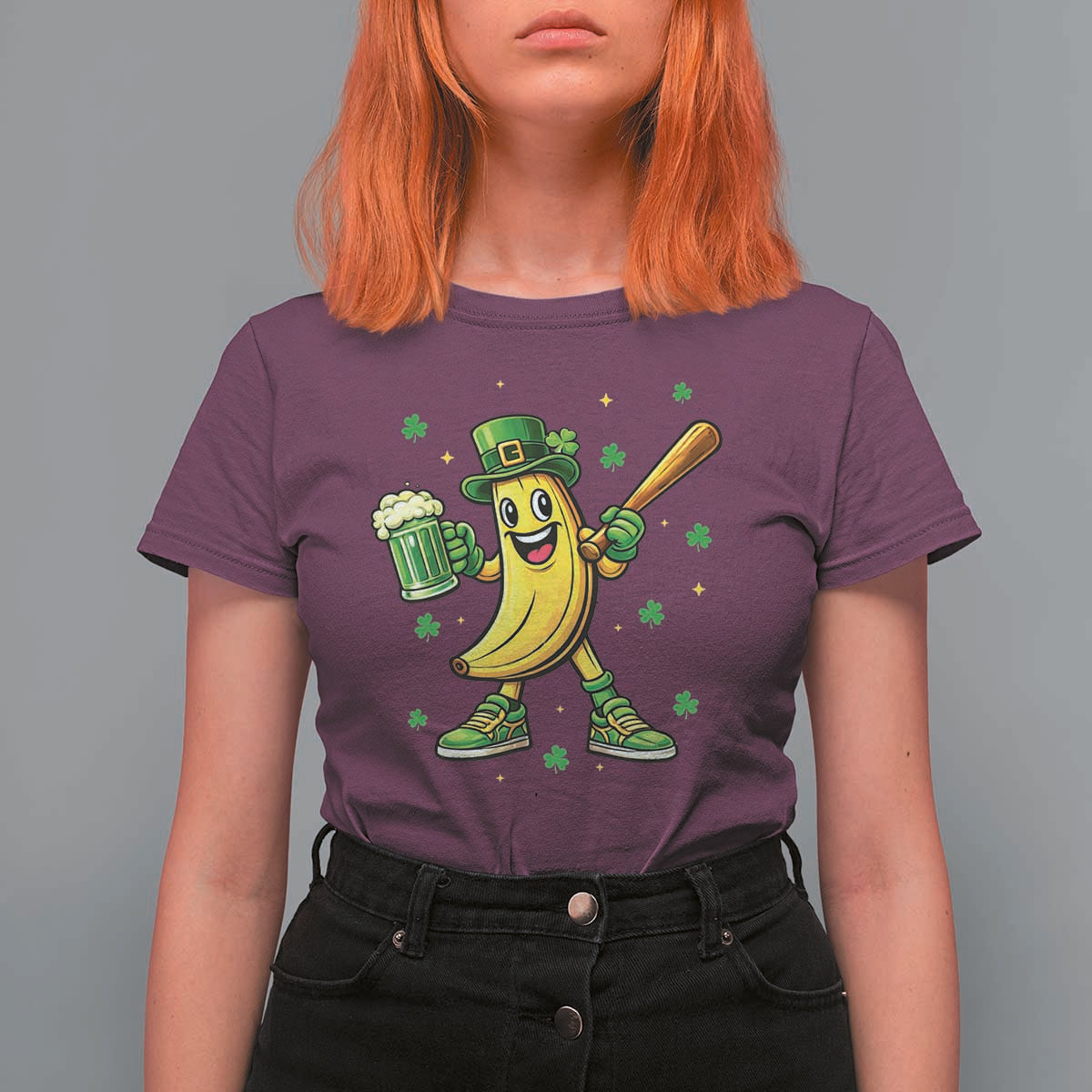 Funny Banana Baseball Player Gift T Shirt For Women St Patricks Day