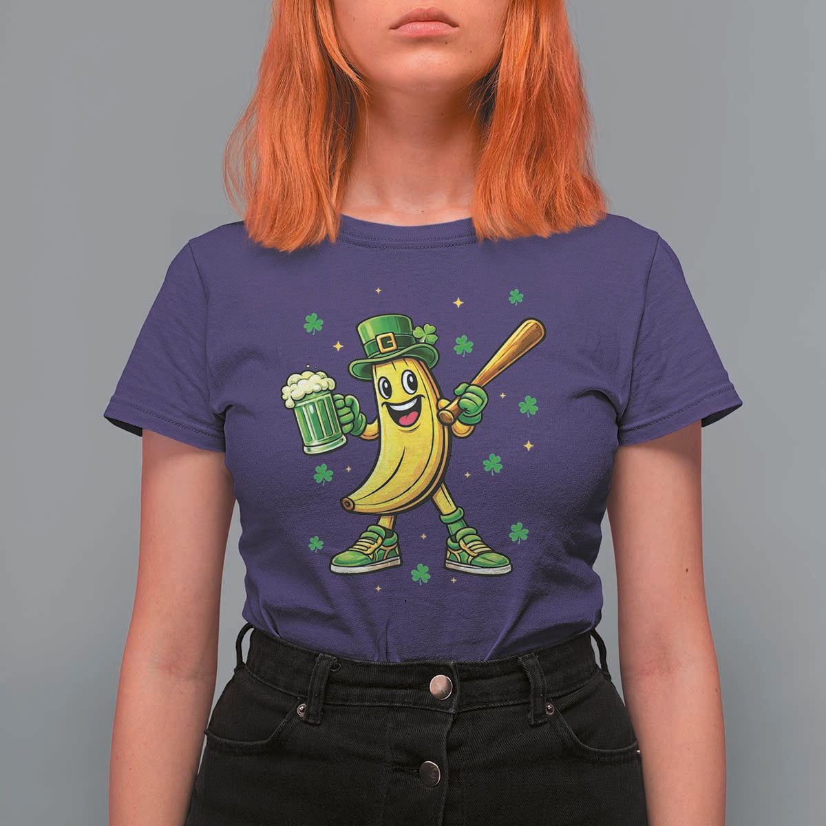 Funny Banana Baseball Player Gift T Shirt For Women St Patricks Day