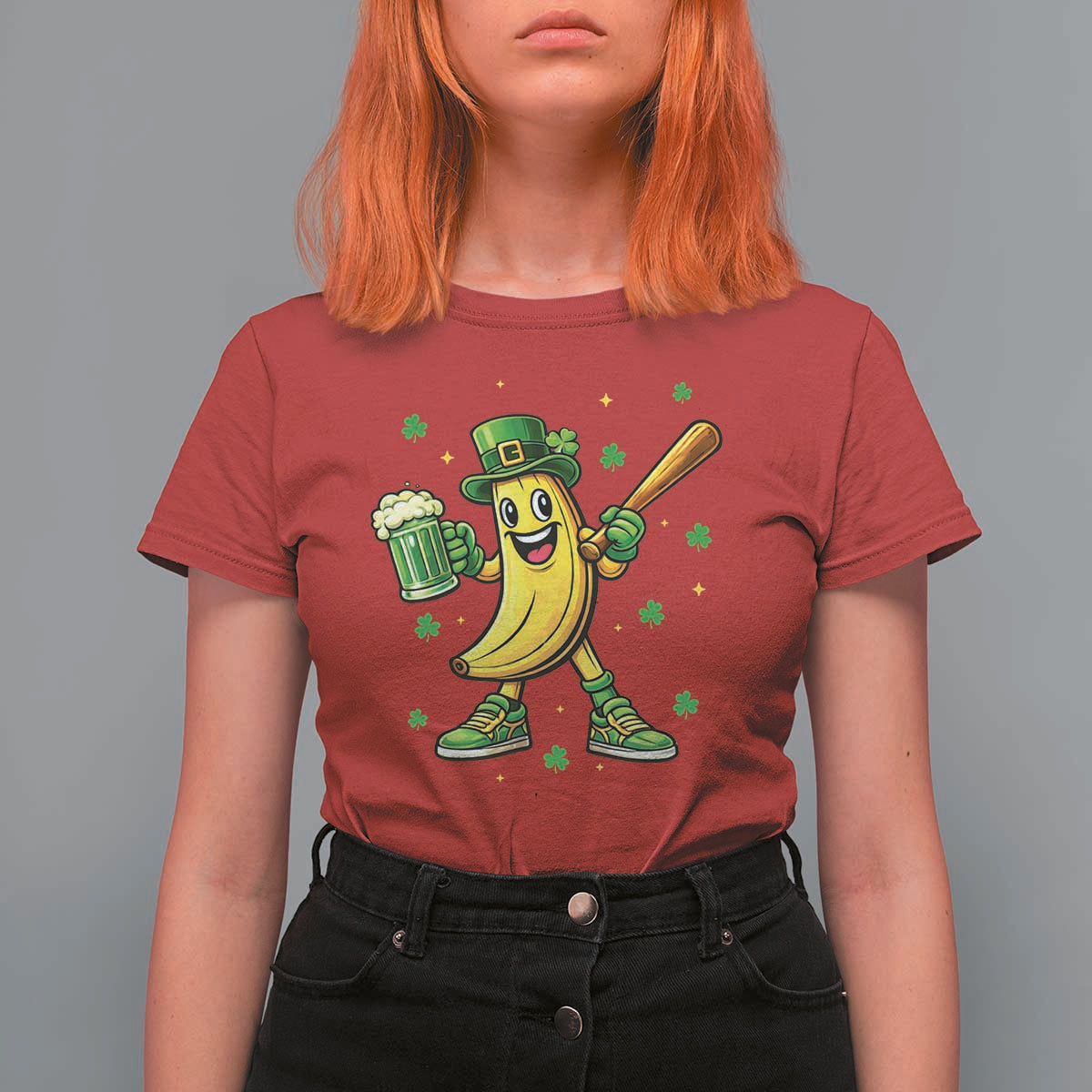 Funny Banana Baseball Player Gift T Shirt For Women St Patricks Day