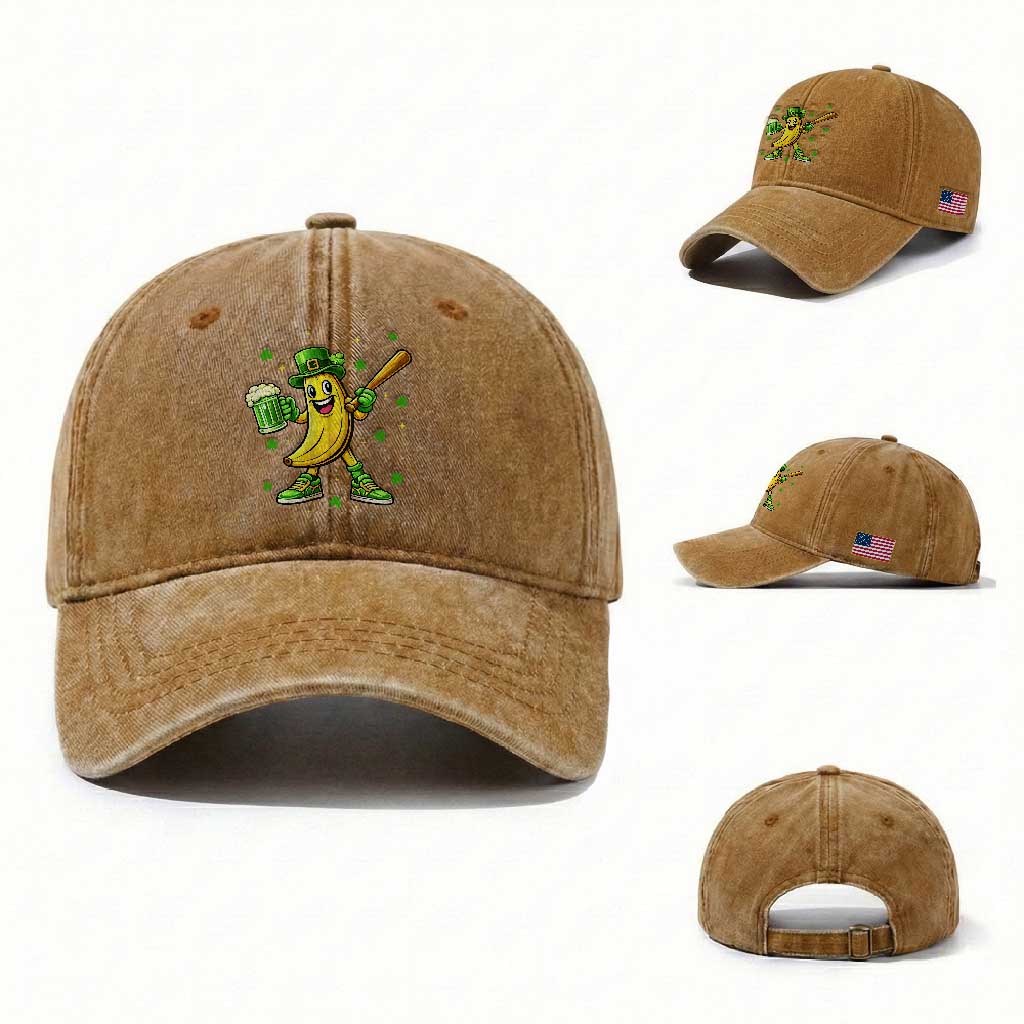 Funny Banana Baseball Player Gift Washed Cotton Baseball Cap St Patricks Day