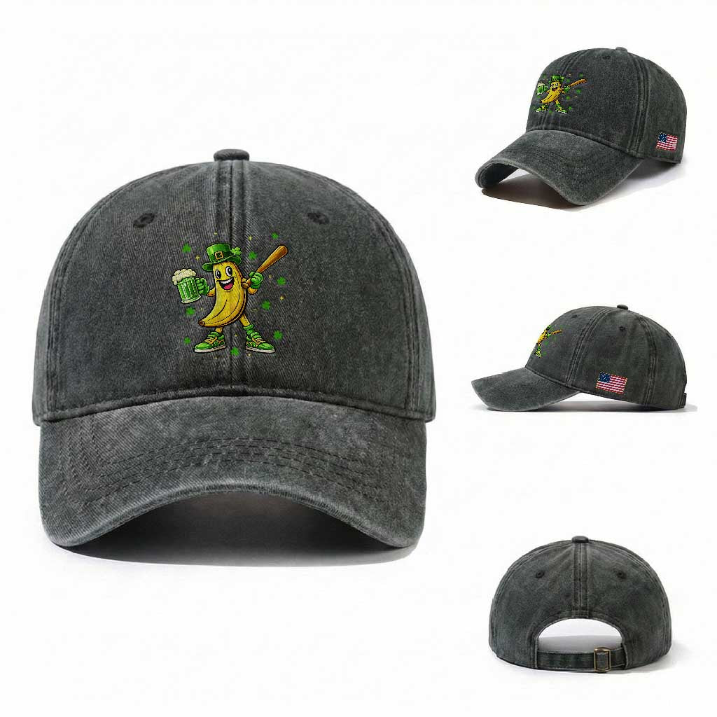Funny Banana Baseball Player Gift Washed Cotton Baseball Cap St Patricks Day