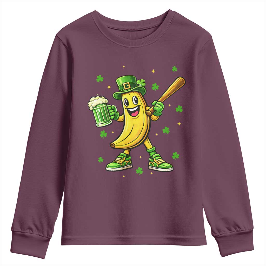 Funny Banana Baseball Player Gift Youth Sweatshirt St Patricks Day