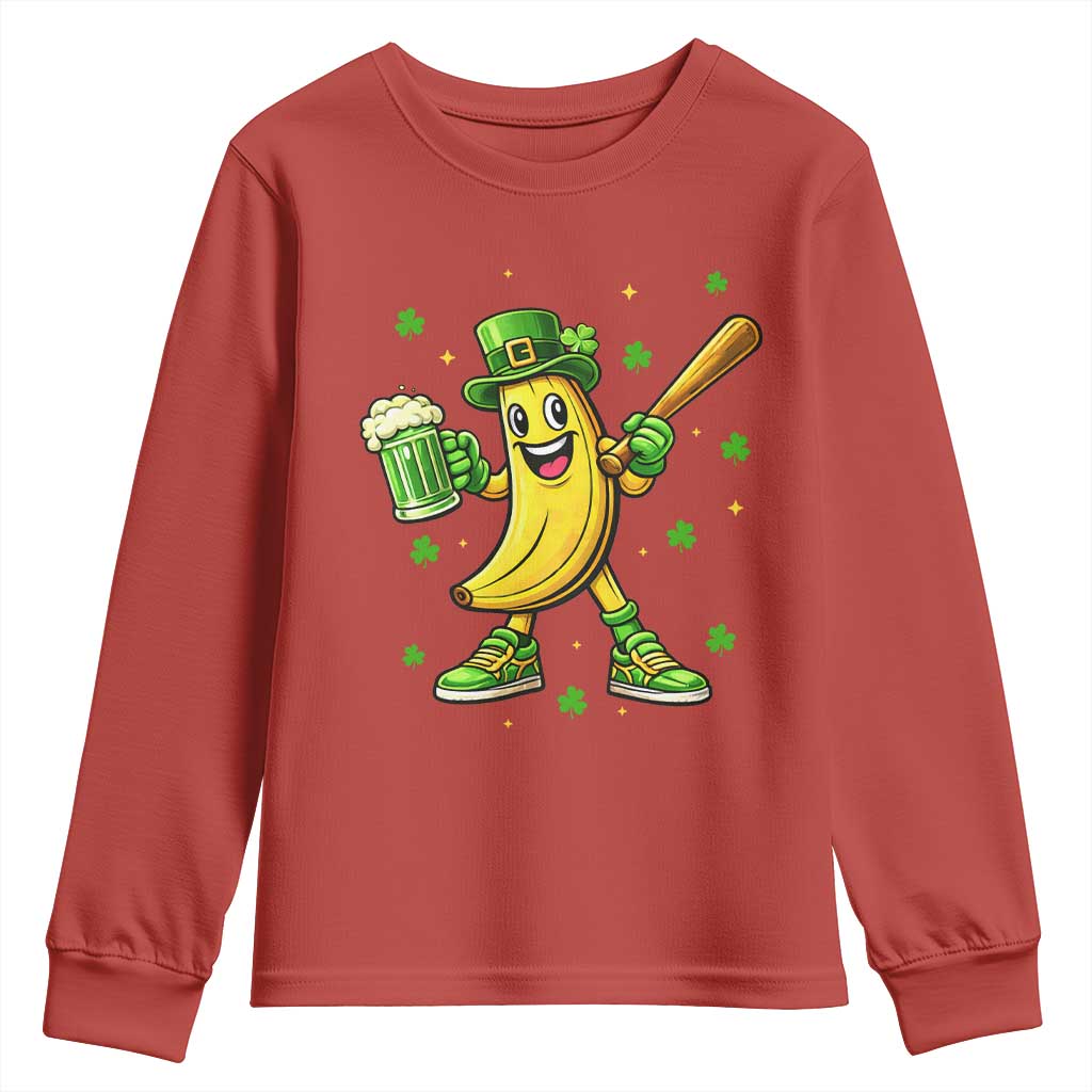 Funny Banana Baseball Player Gift Youth Sweatshirt St Patricks Day