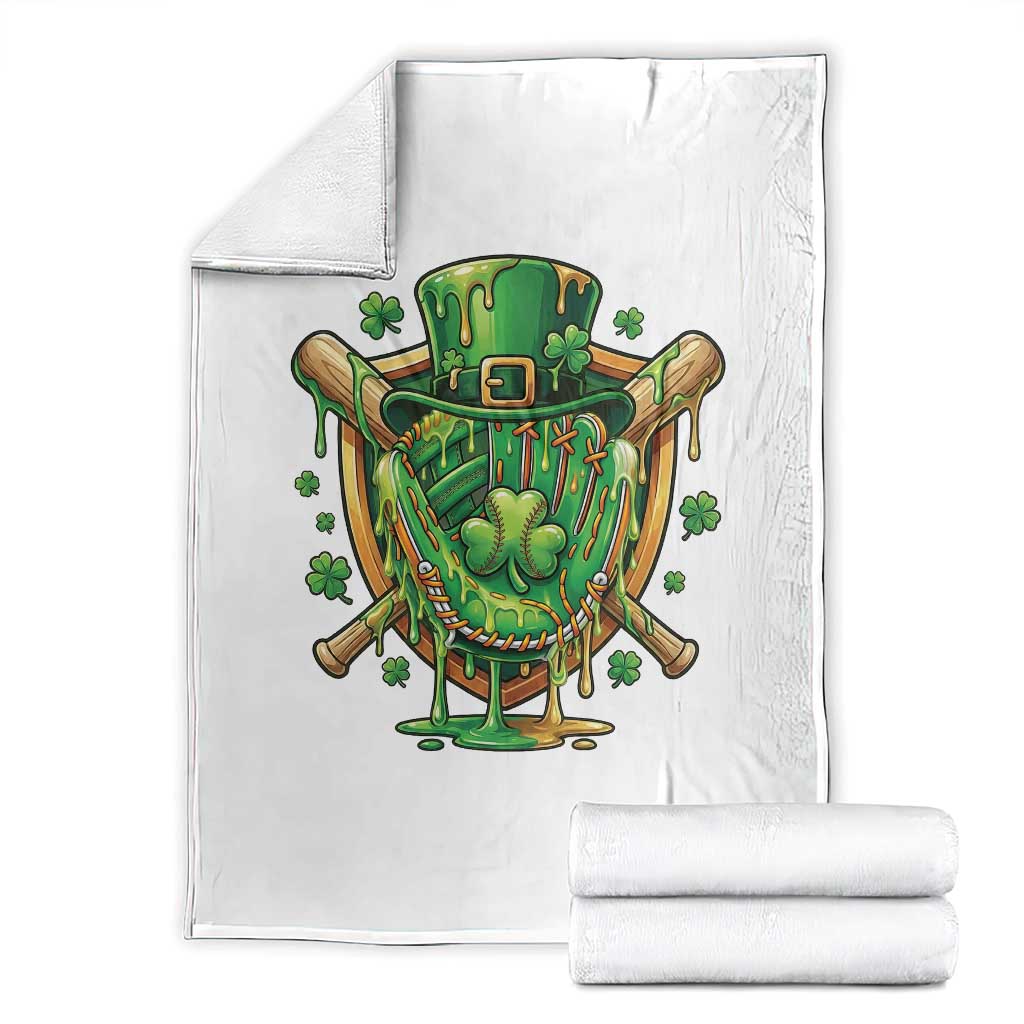 Slimy Shamrock Baseball Glove Throw Blanket St Patricks Day Gift