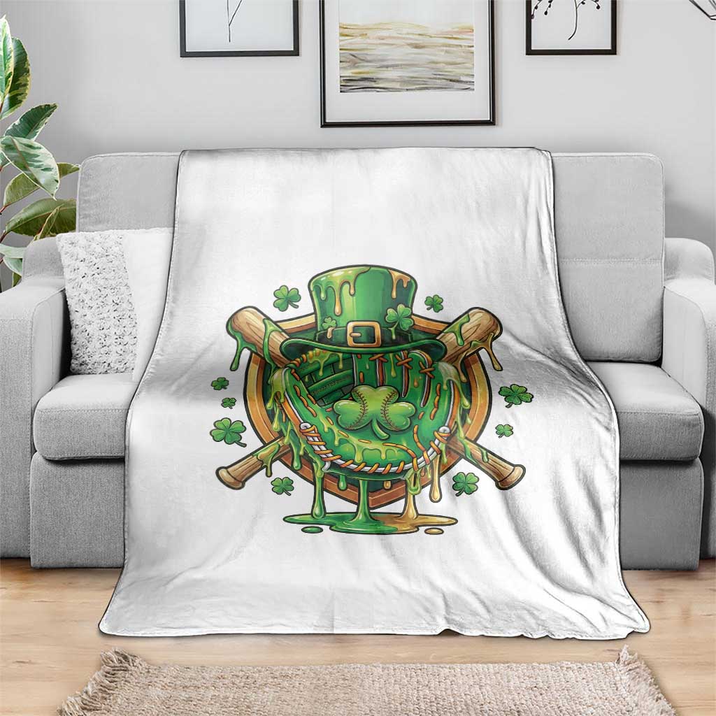 Slimy Shamrock Baseball Glove Throw Blanket St Patricks Day Gift