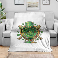Slimy Shamrock Baseball Glove Throw Blanket St Patricks Day Gift