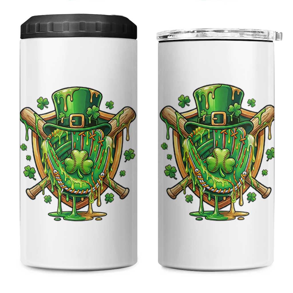 Slimy Shamrock Baseball Glove 4 in 1 Can Cooler Tumbler St Patricks Day Gift