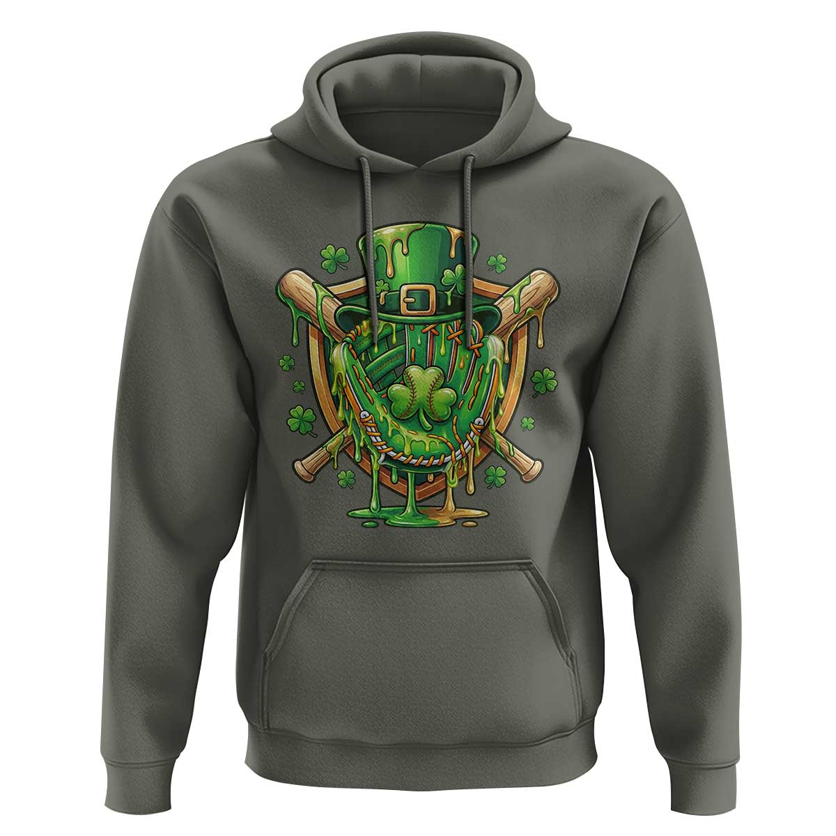 Slimy Shamrock Baseball Glove Hoodie St Patricks Day Gift
