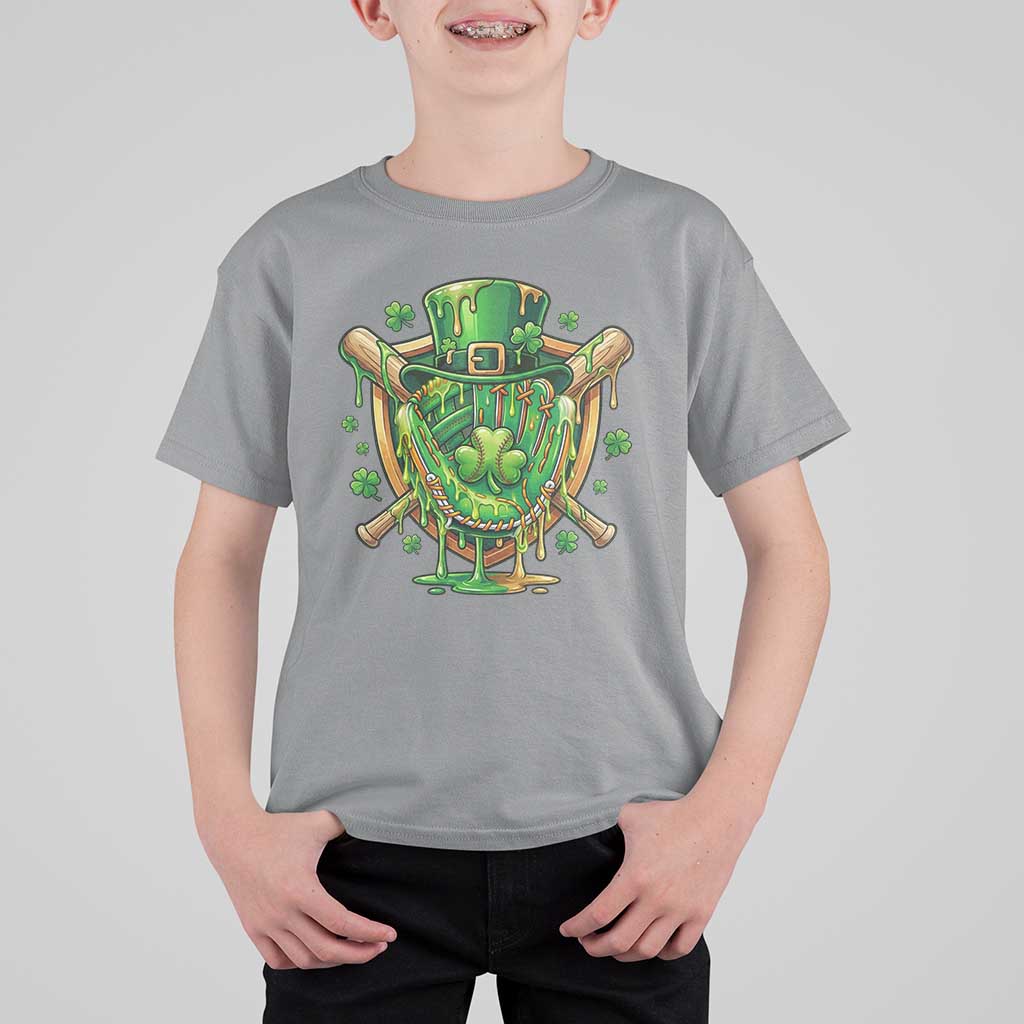 Slimy Shamrock Baseball Glove T Shirt For Kid St Patricks Day Gift