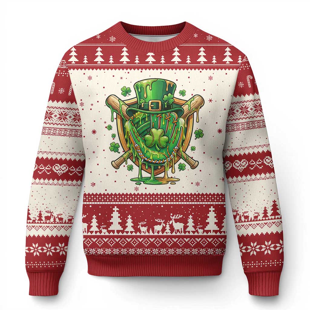 Slimy Shamrock Baseball Glove Ugly Christmas Sweater St Patricks Day Gift