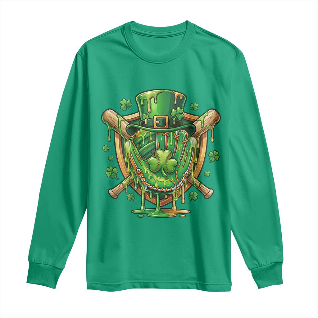 Slimy Shamrock Baseball Glove Long Sleeve Shirt St Patricks Day Gift