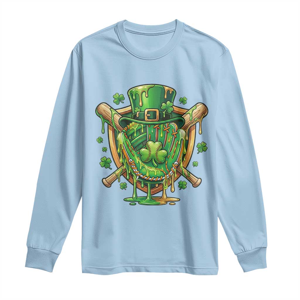 Slimy Shamrock Baseball Glove Long Sleeve Shirt St Patricks Day Gift