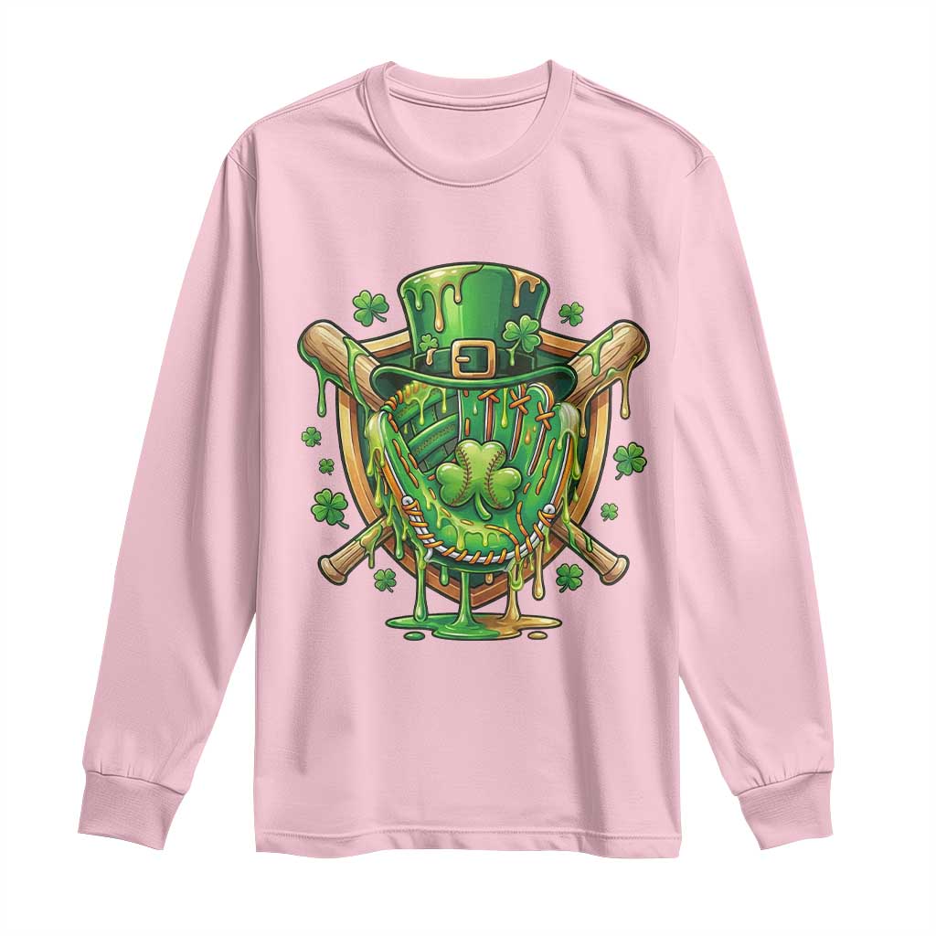 Slimy Shamrock Baseball Glove Long Sleeve Shirt St Patricks Day Gift