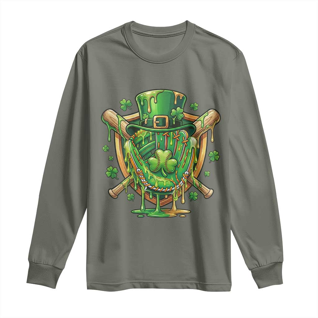 Slimy Shamrock Baseball Glove Long Sleeve Shirt St Patricks Day Gift