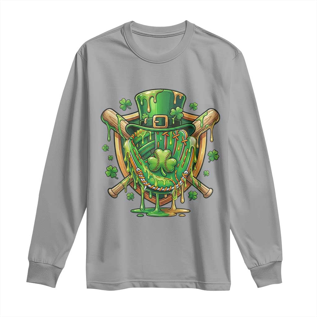 Slimy Shamrock Baseball Glove Long Sleeve Shirt St Patricks Day Gift