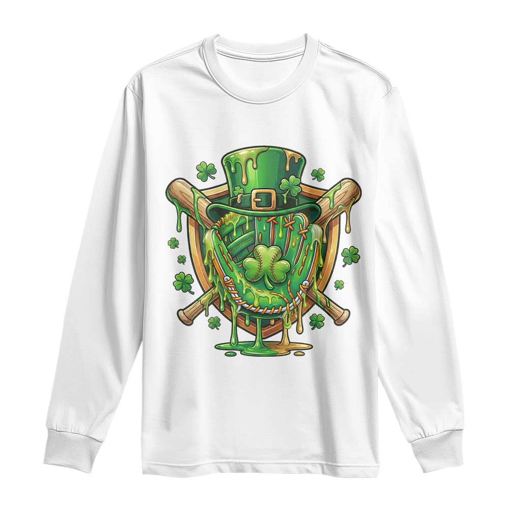 Slimy Shamrock Baseball Glove Long Sleeve Shirt St Patricks Day Gift