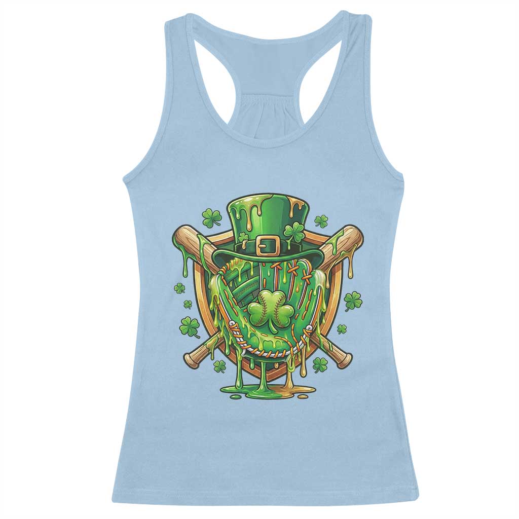 Slimy Shamrock Baseball Glove Racerback Tank Top St Patricks Day Gift