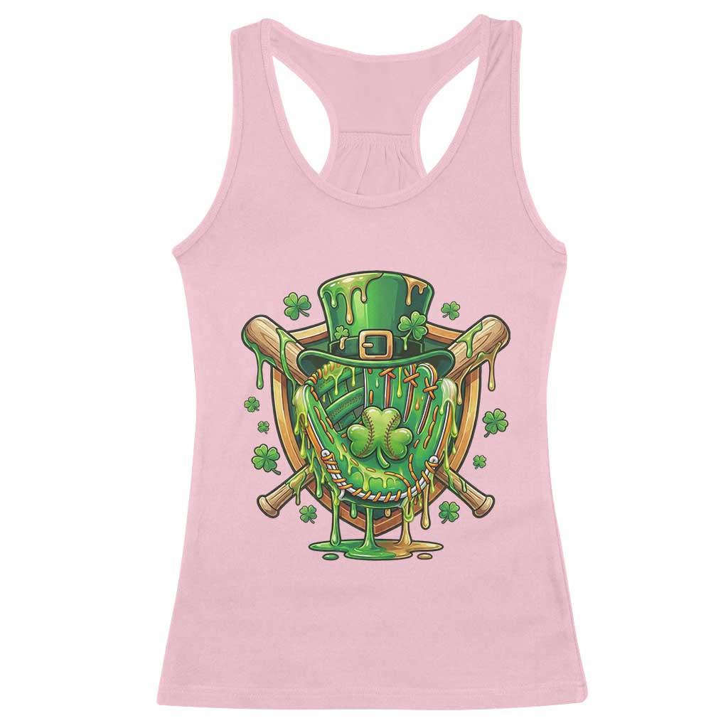 Slimy Shamrock Baseball Glove Racerback Tank Top St Patricks Day Gift