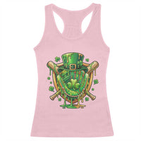 Slimy Shamrock Baseball Glove Racerback Tank Top St Patricks Day Gift