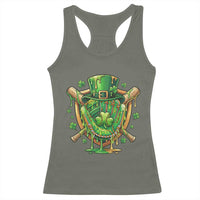 Slimy Shamrock Baseball Glove Racerback Tank Top St Patricks Day Gift
