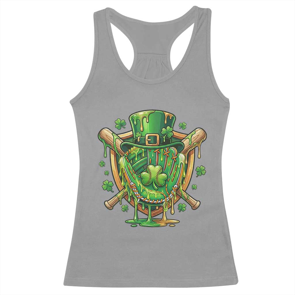 Slimy Shamrock Baseball Glove Racerback Tank Top St Patricks Day Gift