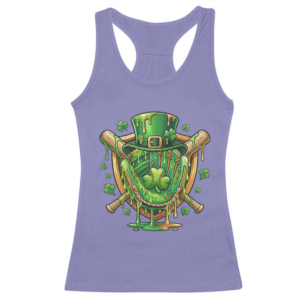 Slimy Shamrock Baseball Glove Racerback Tank Top St Patricks Day Gift