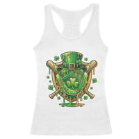 Slimy Shamrock Baseball Glove Racerback Tank Top St Patricks Day Gift