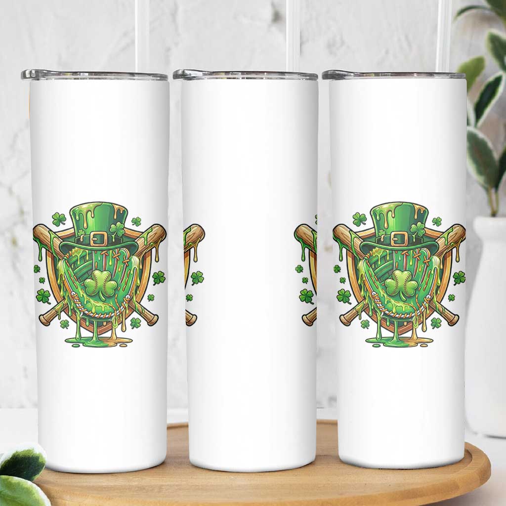 Slimy Shamrock Baseball Glove Skinny Tumbler St Patricks Day Gift