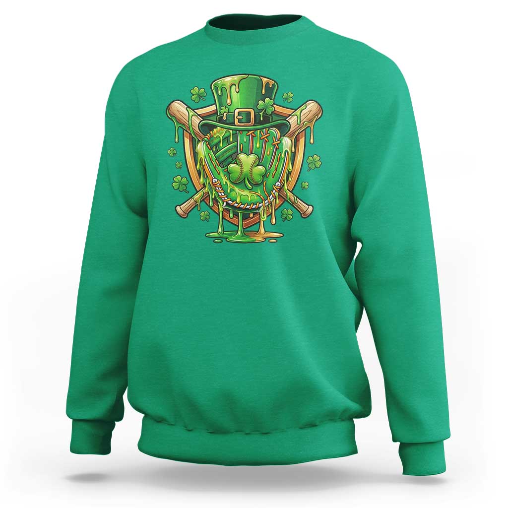 Slimy Shamrock Baseball Glove Sweatshirt St Patricks Day Gift