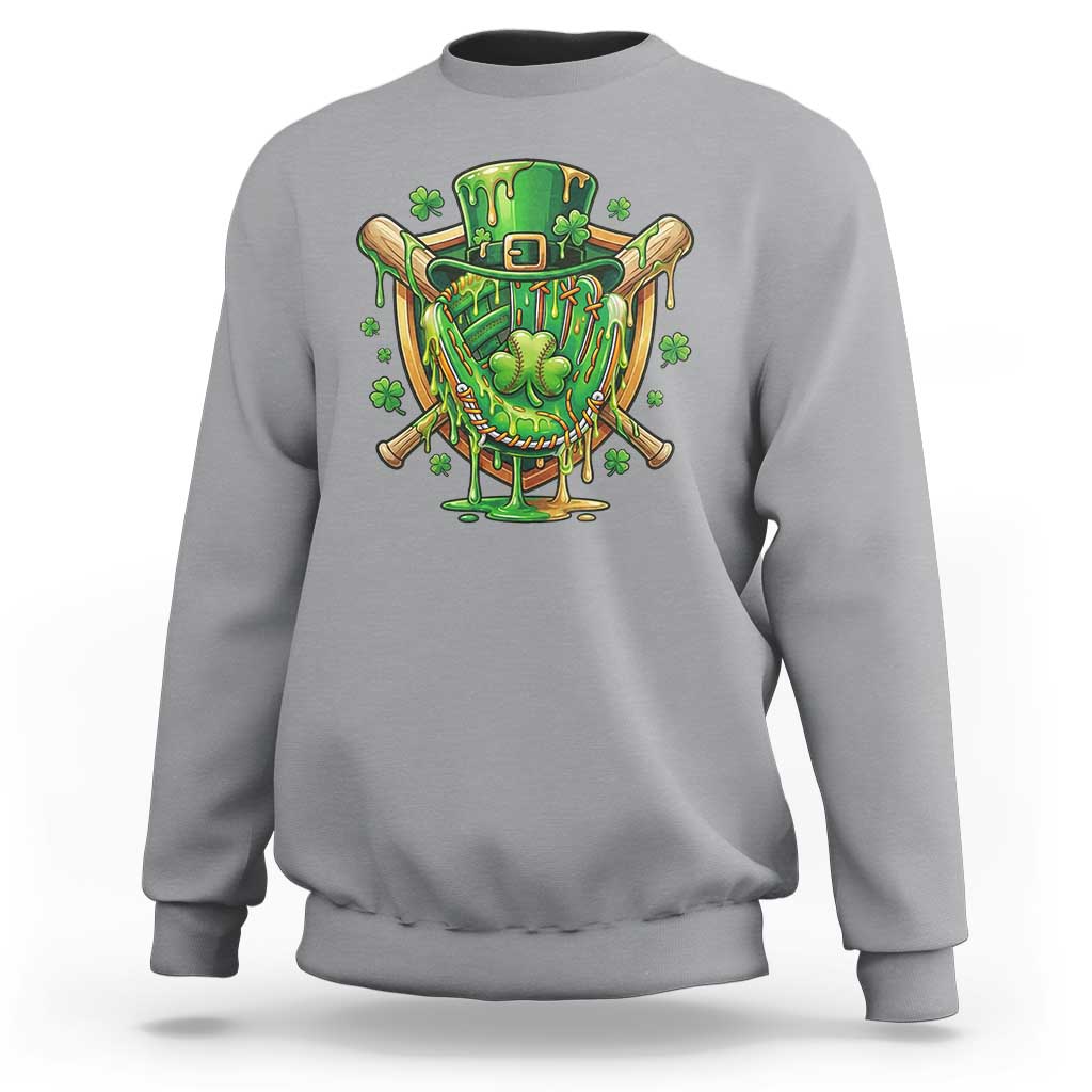 Slimy Shamrock Baseball Glove Sweatshirt St Patricks Day Gift