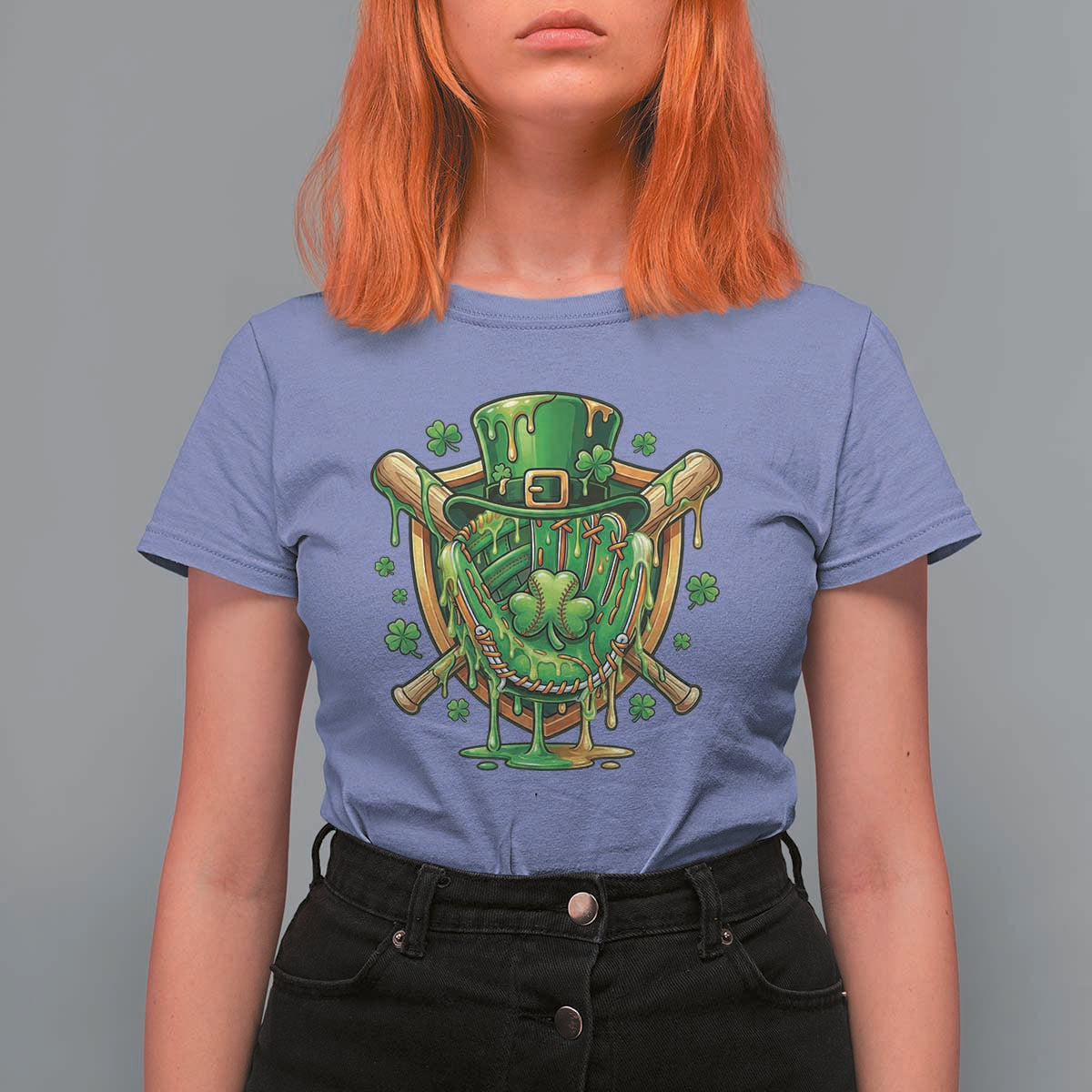 Slimy Shamrock Baseball Glove T Shirt For Women St Patricks Day Gift