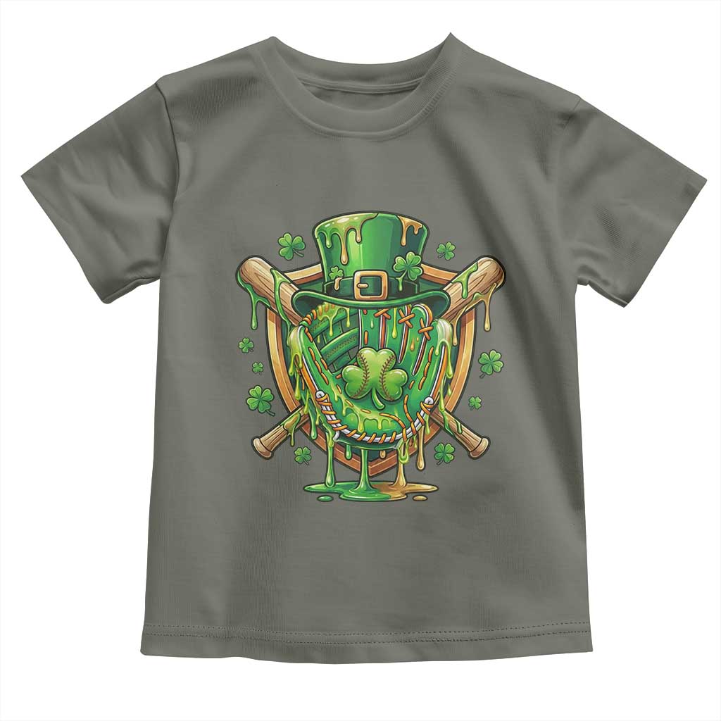 Slimy Shamrock Baseball Glove Toddler T Shirt St Patricks Day Gift