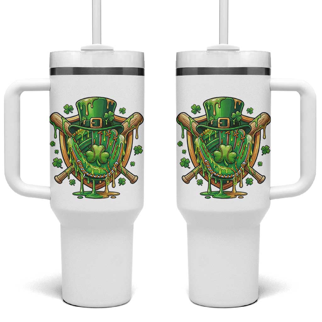 Slimy Shamrock Baseball Glove Tumbler With Handle St Patricks Day Gift
