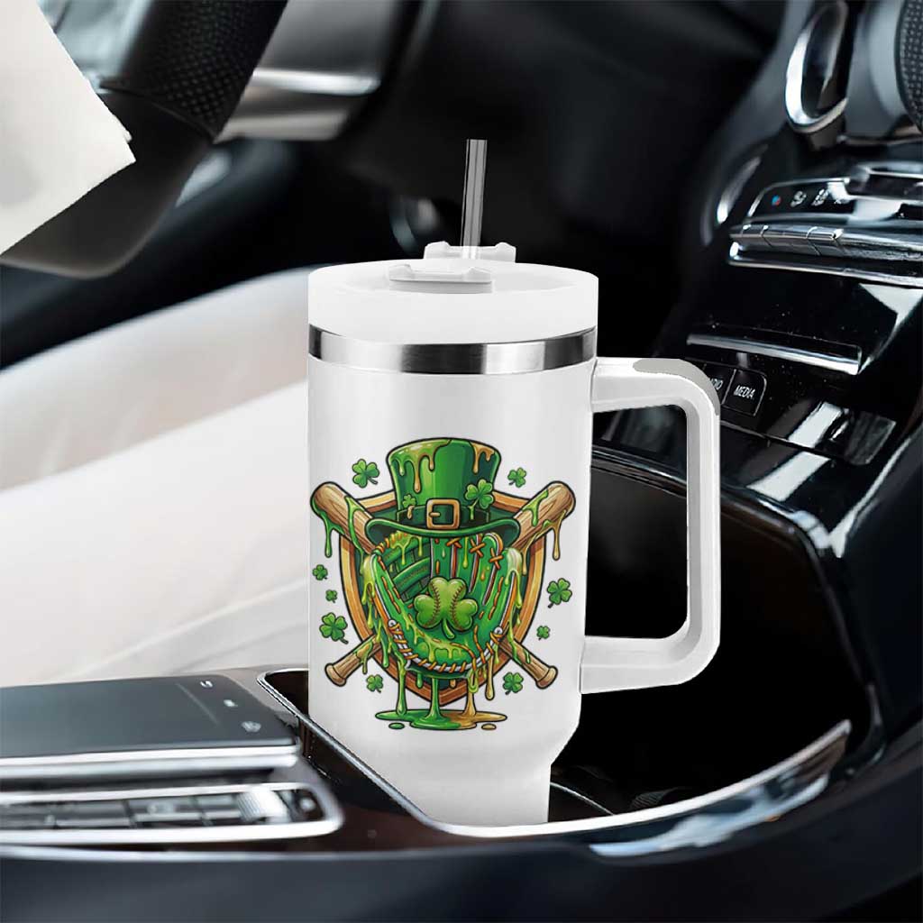 Slimy Shamrock Baseball Glove Tumbler With Handle St Patricks Day Gift