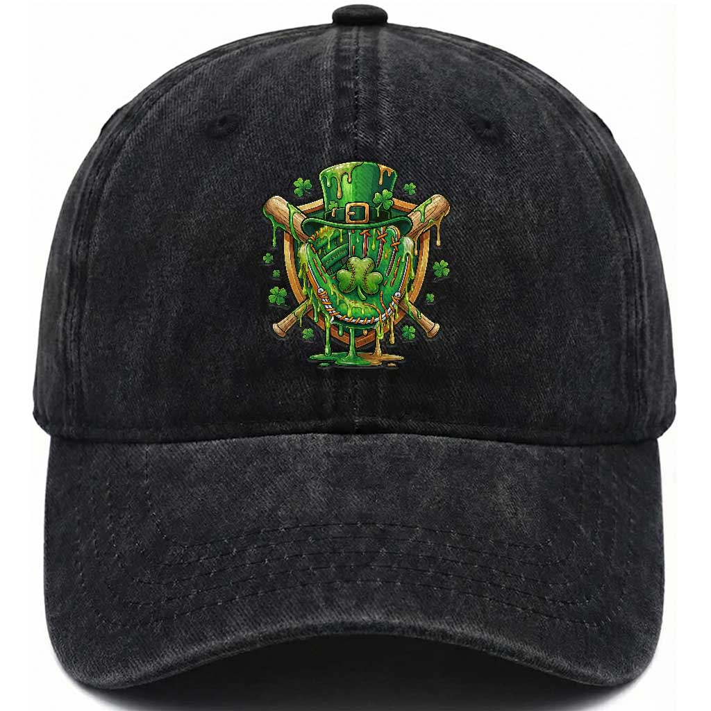 Slimy Shamrock Baseball Glove Washed Cotton Baseball Cap St Patricks Day Gift