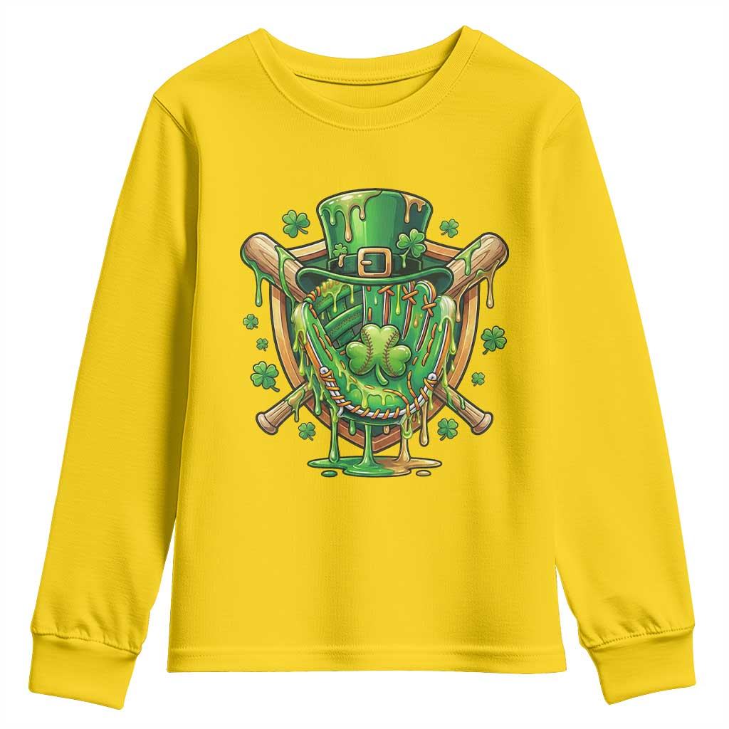 Slimy Shamrock Baseball Glove Youth Sweatshirt St Patricks Day Gift