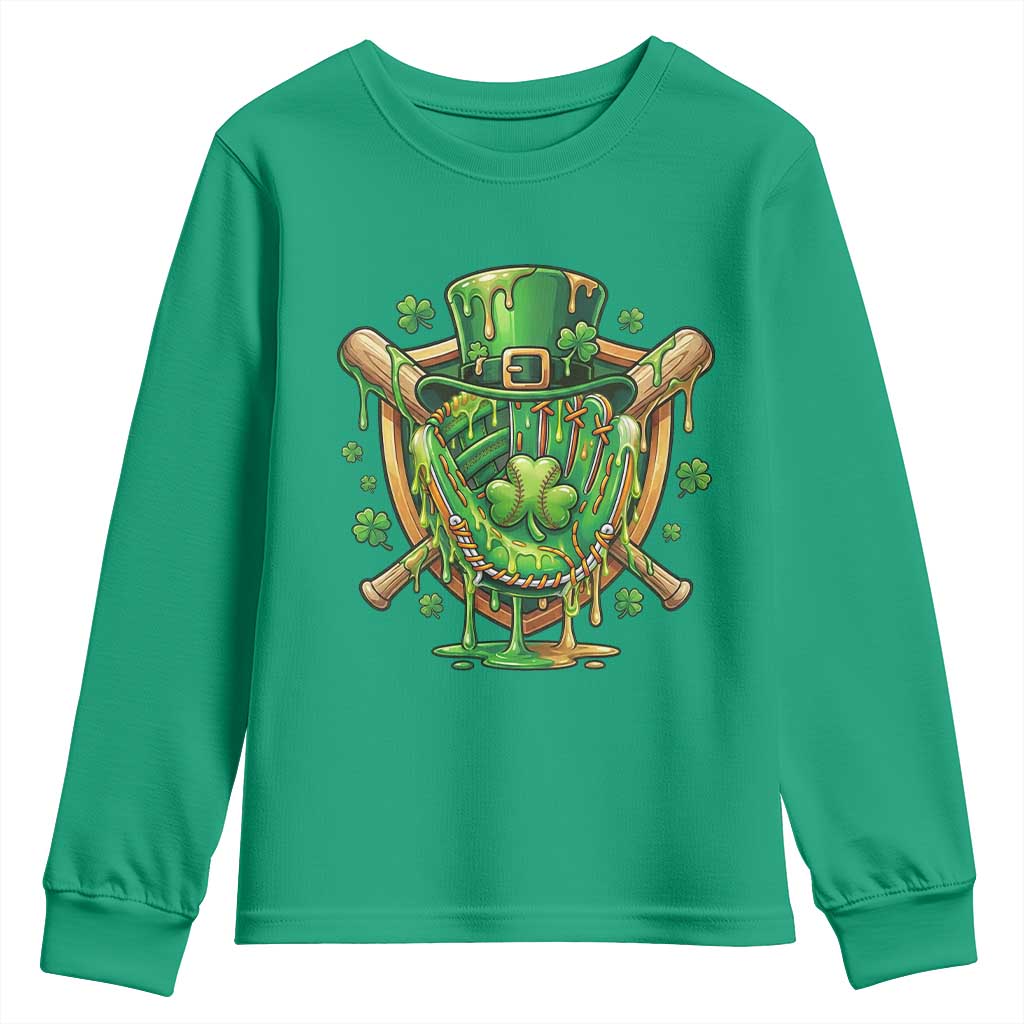 Slimy Shamrock Baseball Glove Youth Sweatshirt St Patricks Day Gift
