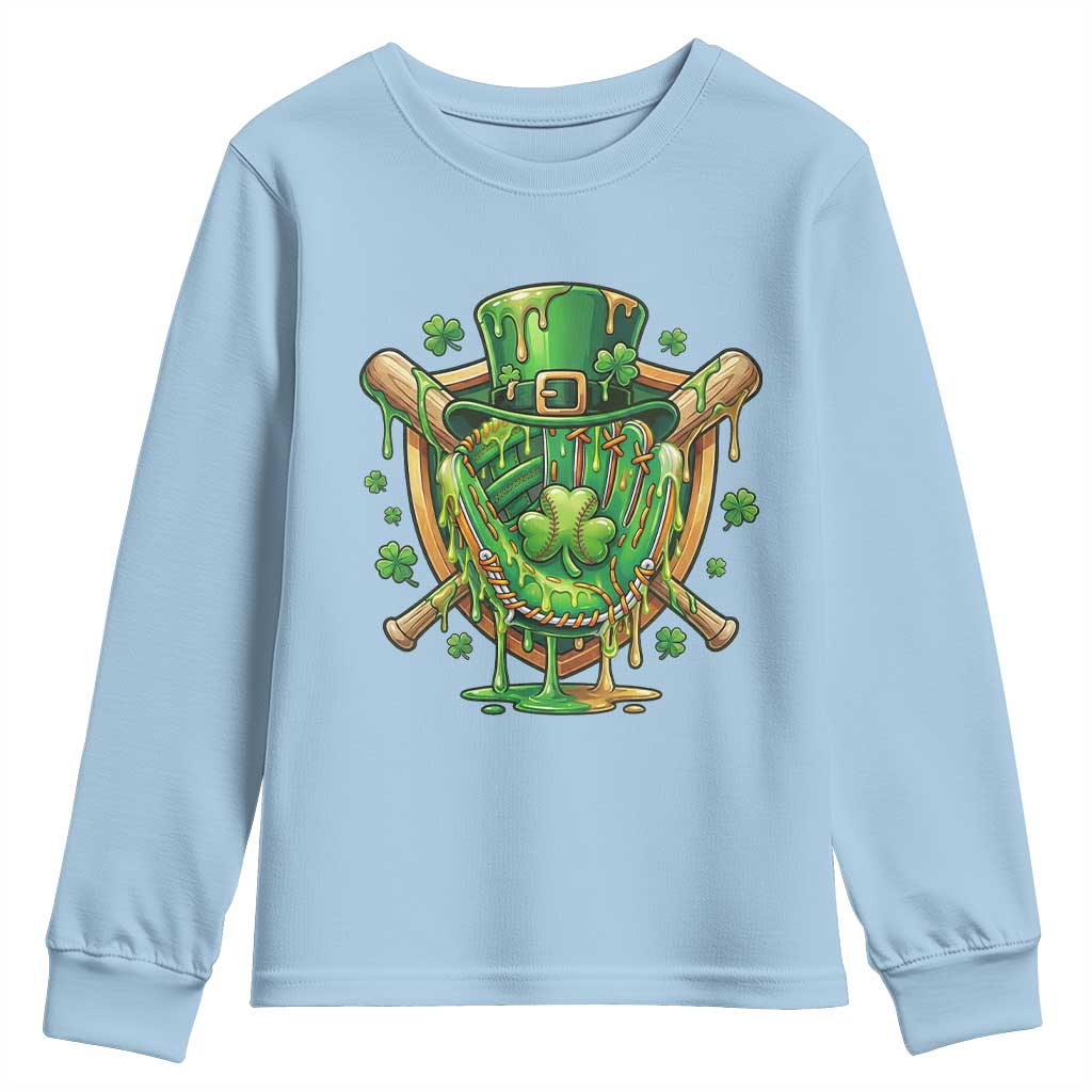 Slimy Shamrock Baseball Glove Youth Sweatshirt St Patricks Day Gift