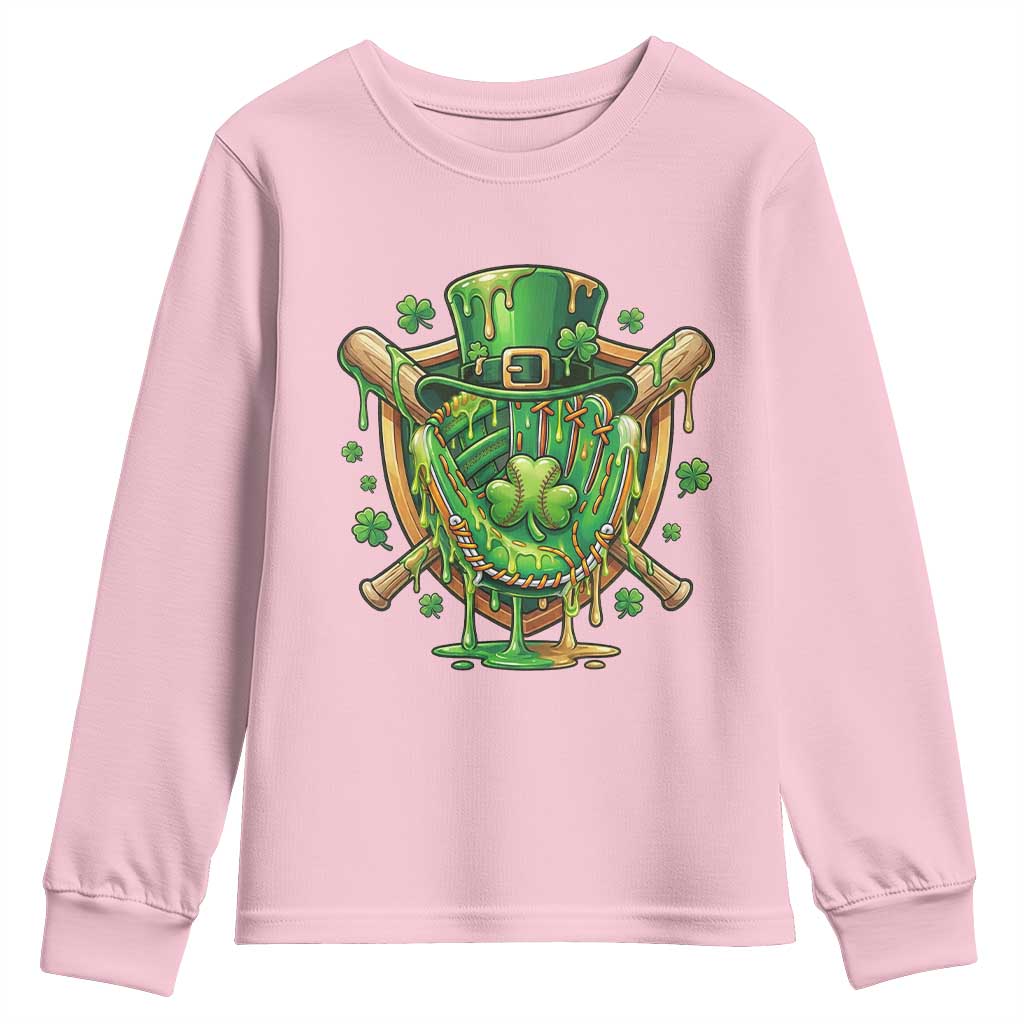 Slimy Shamrock Baseball Glove Youth Sweatshirt St Patricks Day Gift