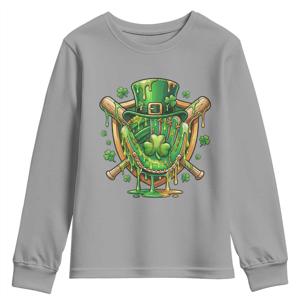 Slimy Shamrock Baseball Glove Youth Sweatshirt St Patricks Day Gift