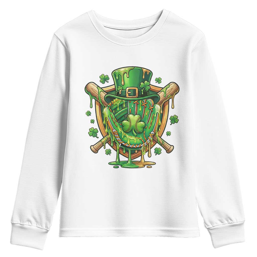 Slimy Shamrock Baseball Glove Youth Sweatshirt St Patricks Day Gift