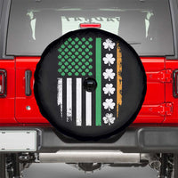 USA Flag With Shamrocks Spare Tire Cover St Patricks Day Gift