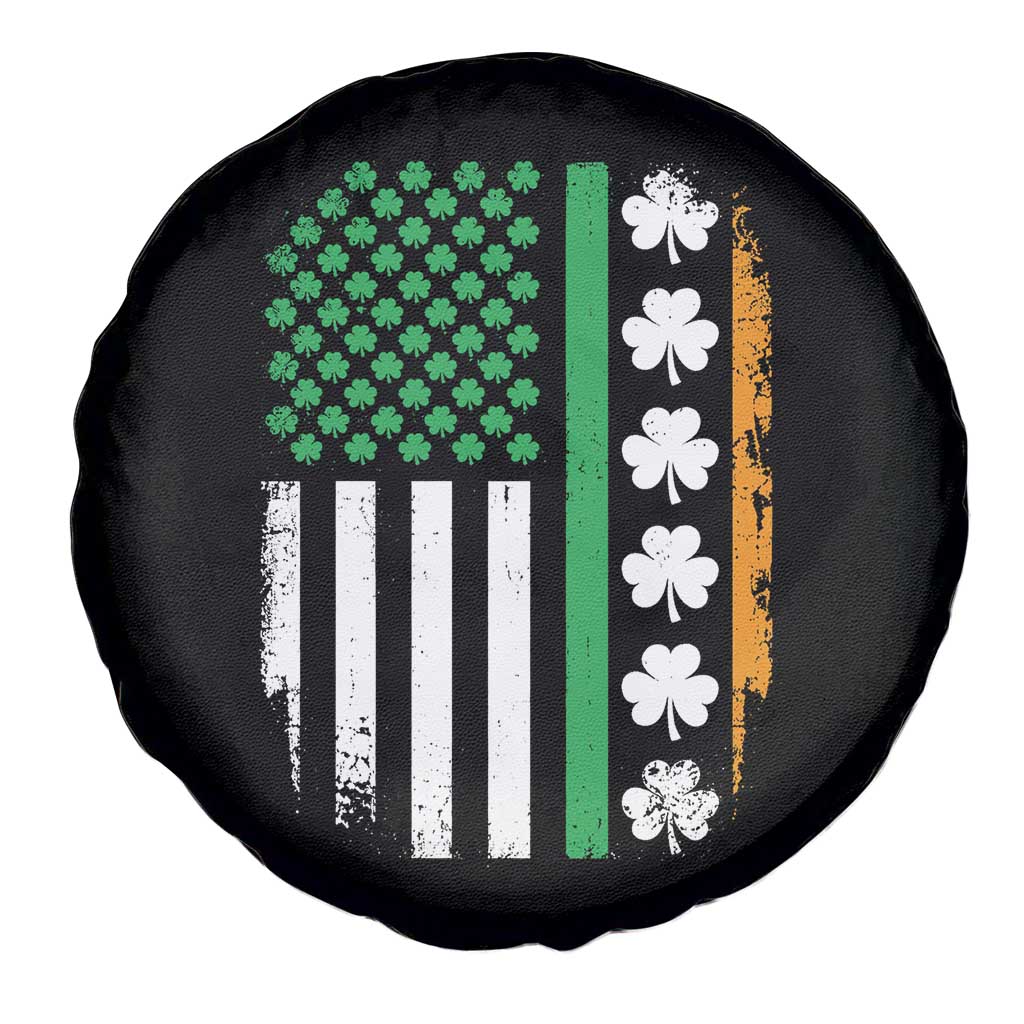 USA Flag With Shamrocks Spare Tire Cover St Patricks Day Gift